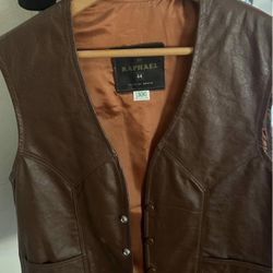 Brown Men Leather Vest