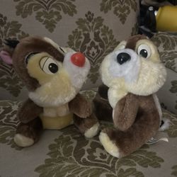 Vintage 9” Chip N’ Dale Walt Disney World Disneyland Plush Toy 1970’s Korea