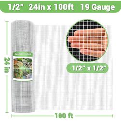 Hardware Cloth 1/2 inch 24in x 100 ft, Hot-dip Galvanized After Welding Chicken Wire Mesh, 19 Gauge Welded Chicken Wire Fencing for Chicken Coop and H