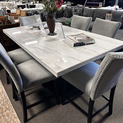Genuine marble dining table set! $1699 🤍📦✨