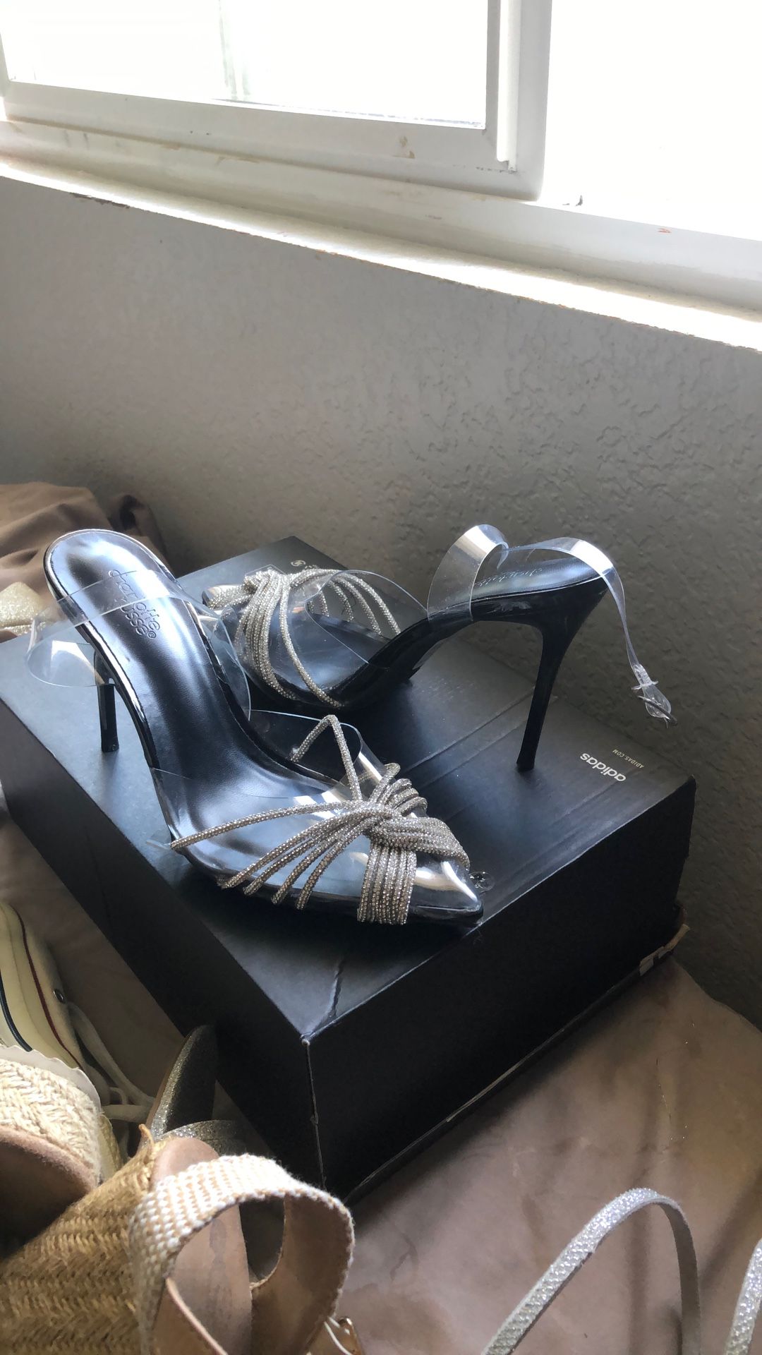 charlotte russe black and  silver design heels 