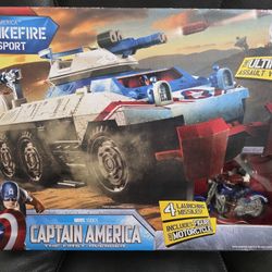 Captain America Strikefire Transport Ultimate Assault Vehicle w/ Captain America Figure & Motorcycle
