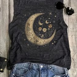 Celestial Moon Tank Top Plus Size 
