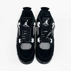 Men’s Retro Jordan 4 Style Sneakers – Black & White Air Cushion Basketball Shoes