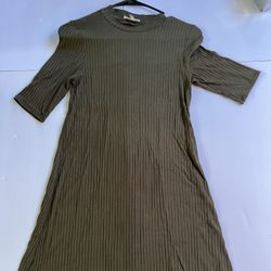 Charlotte Russe Olive Green Ribbed Tee Mini Dress women’s size S 