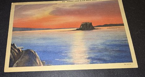 STAMPMART : USA UTAH SALT LAKE SUNSET OVER BLACK ROCK POSTCARD POSTED 1948