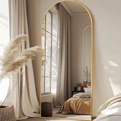 GOLD MIRROR - 70 X 32 Full Length Arch Mirror with Stand 70x32