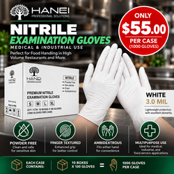 White Nitrile Examination Gloves – 3.0 Mil | 1,000 Gloves
