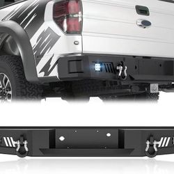 for F150 Rear Bumper Compatible with 2004 2005 2006 2007 2008 Ford F-150 F 150 (Excluding Raptor) with D-rings, 2 x 18W LED Lights, License Plate Fram