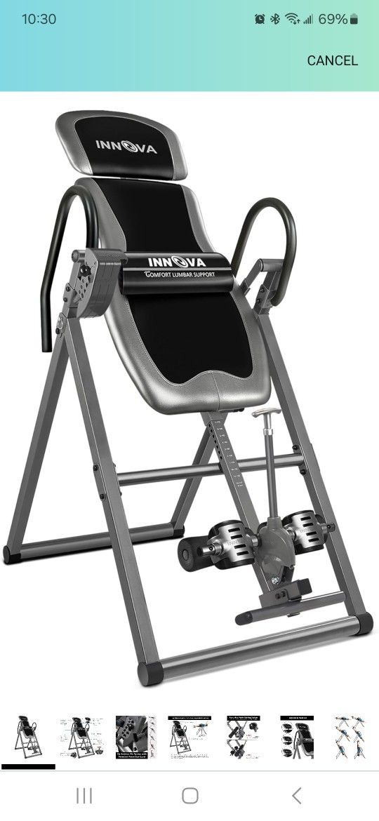 Innova Inversion Table with Adjustable Headrest, Reversible Ankle Holders, and 300 lb Weight Capacity