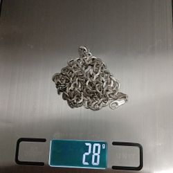 24 Inch Cuban Link Style Sterling Silver Chain
