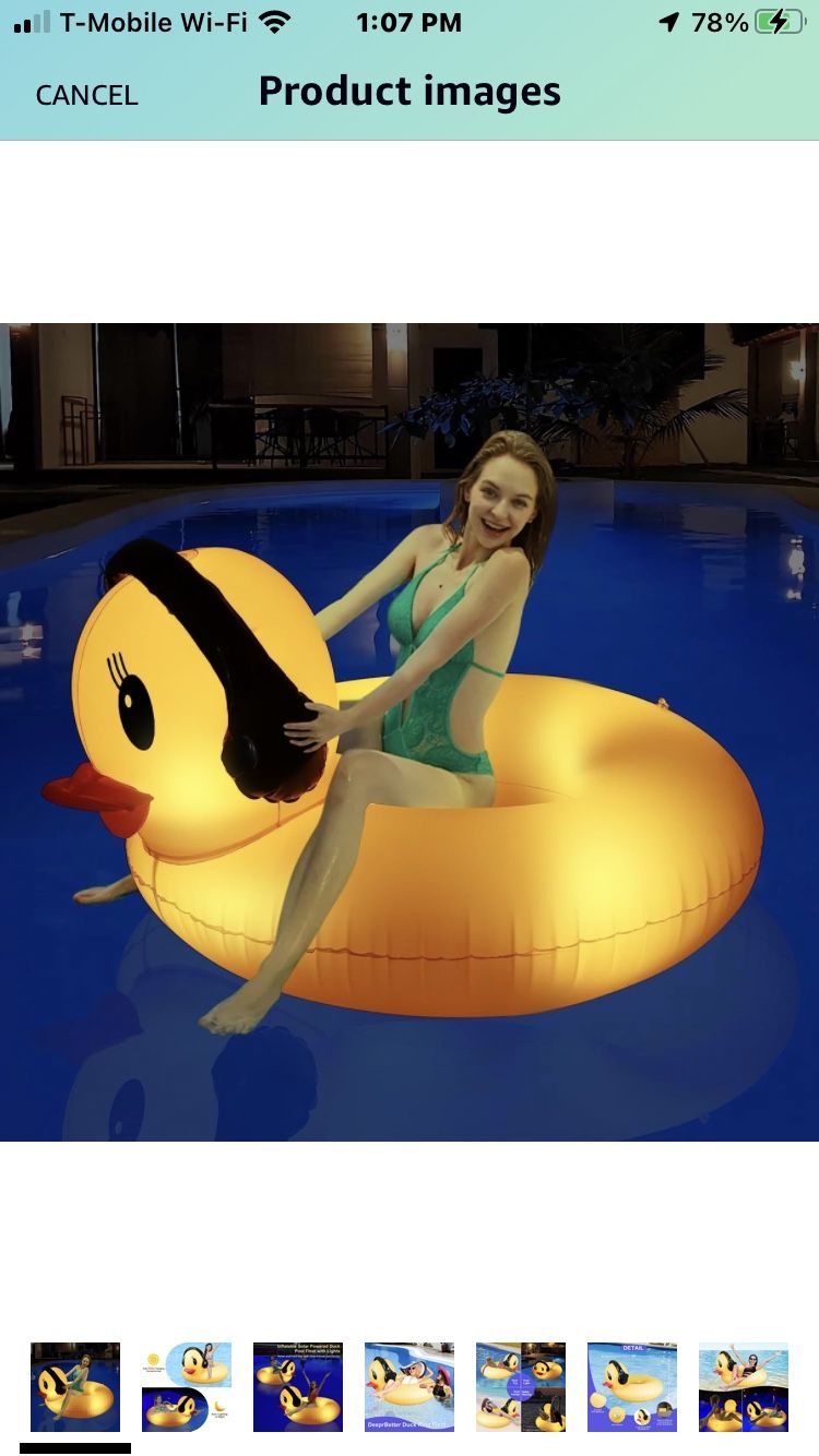 Inflatable Duck Pool Float with Lights, Solar Powered Pool Inflation
