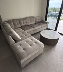 Sectional Sofa Velvet New Cup Holders NEW 