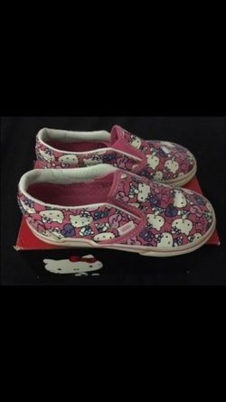 Gently worn girls Hello Kitty slip on Vans size 10