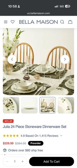 Bella Maison Julia Dinnerware Set + Olive Tray - New, Sealed