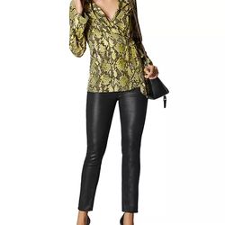 NWT KAREN MILLEN Coated Side Laces Skinny Jeans in Black Cotton Blend