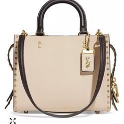 Coach 1941 Rogue Bag 25 Colorblock With Rivets shoulder bag leather beige CC380