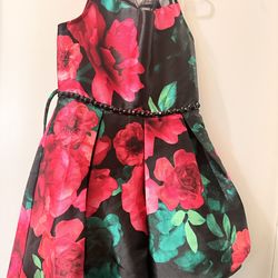 Black with red roses girls bubble dress