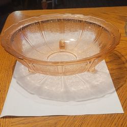 1930's Jeanette Cherry Blossom Pink Depression Glass 3 Footed Bowl