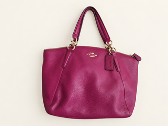 Coach Magenta Pebbled Leather Handbag – Gold-Tone Hardware