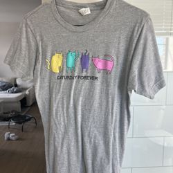 Gray Caturday Forever T-Shirt with Colorful Cats