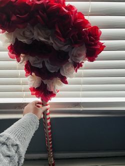 Red and Champagne Wedding broom