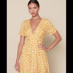 Light Yellow Floral Dress Lulus