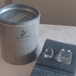 Vintage Swarovski Silver Crystal City Houses/City Collection 2 Pieces