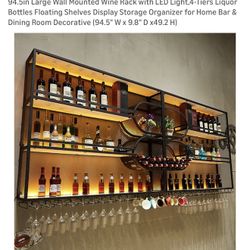 Brand New In Box Large Wall Mounted Metal Wine/Liquor Rack/tier Shelves 94.5 In/Home Bar 