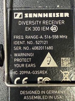 Sennheiser EK 300 IEM G3 DIVERSITY RECRIVER BODY PAK