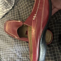 Womens Cloudwalkers Vintage Red Leather Loafers