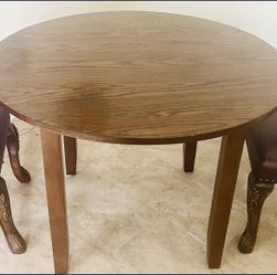 Brown Wood Round Dining Kitchen Table Furniture 