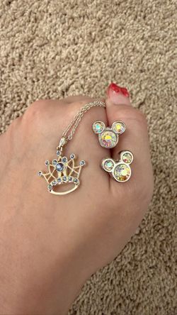 Disney necklace and earrings 