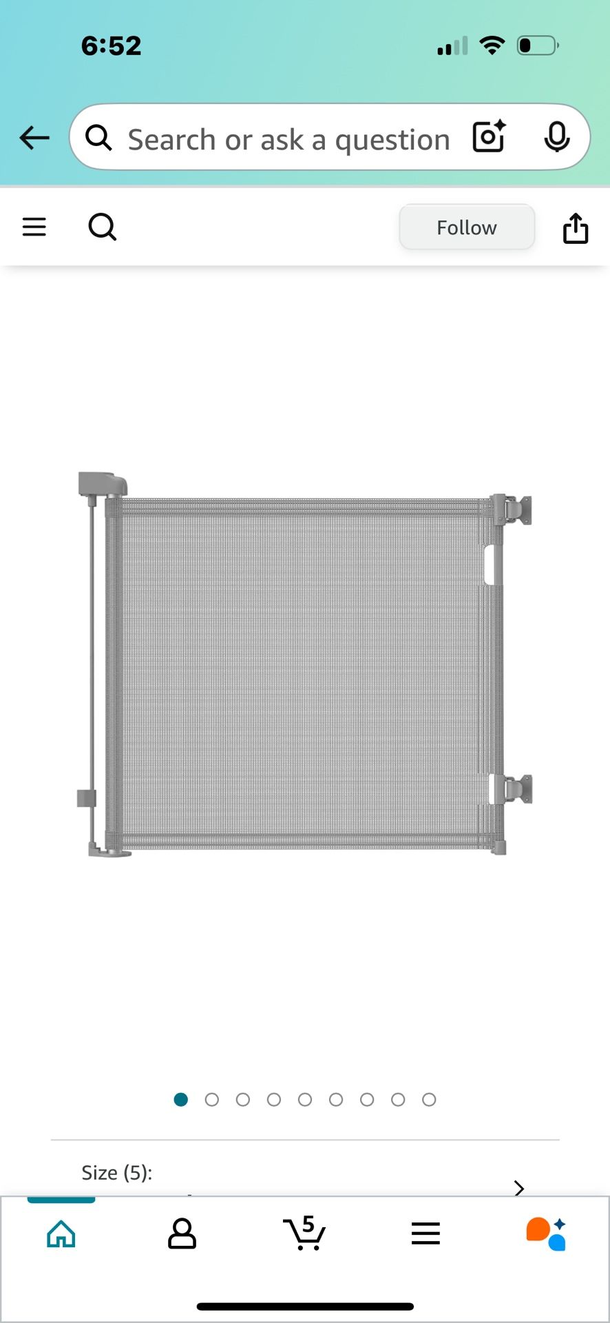 Veraste Retractable Baby Gate,Mesh Baby Gate or Mesh Dog Gate,33" Tall,Extends up to 55" Wide,Child.