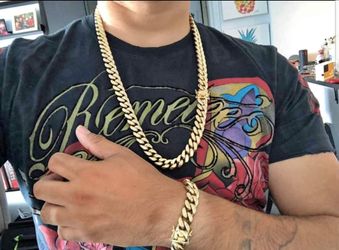 MIAMI CUBAN LINK SET 14MM 14K Gold Plated Doesn't Loses Color