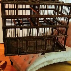 Antique coal mine canary holder birdcage