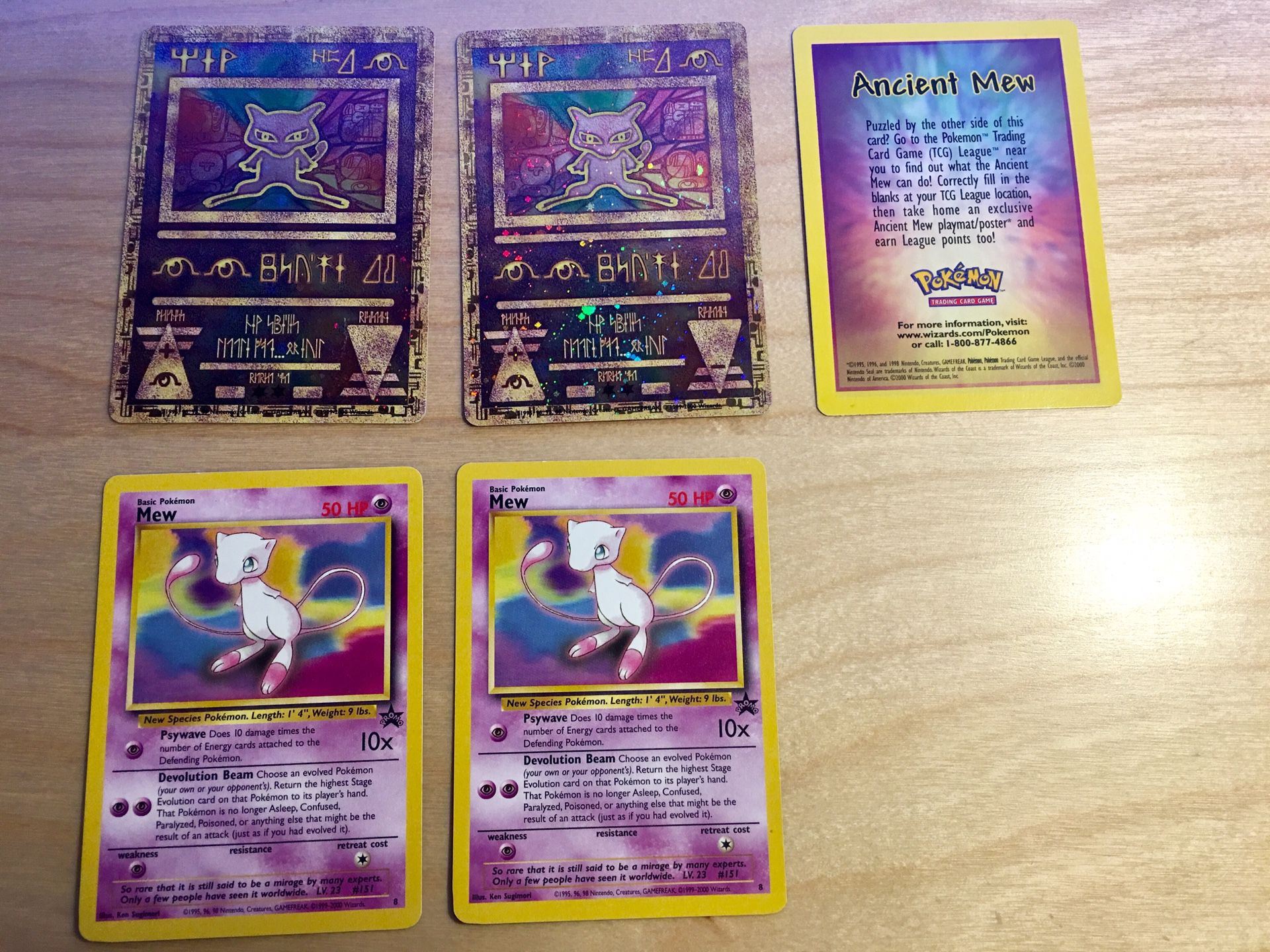 Classic Holographic Ancient Mew & Classic Non-Holo Mew Pokemon Card Lot