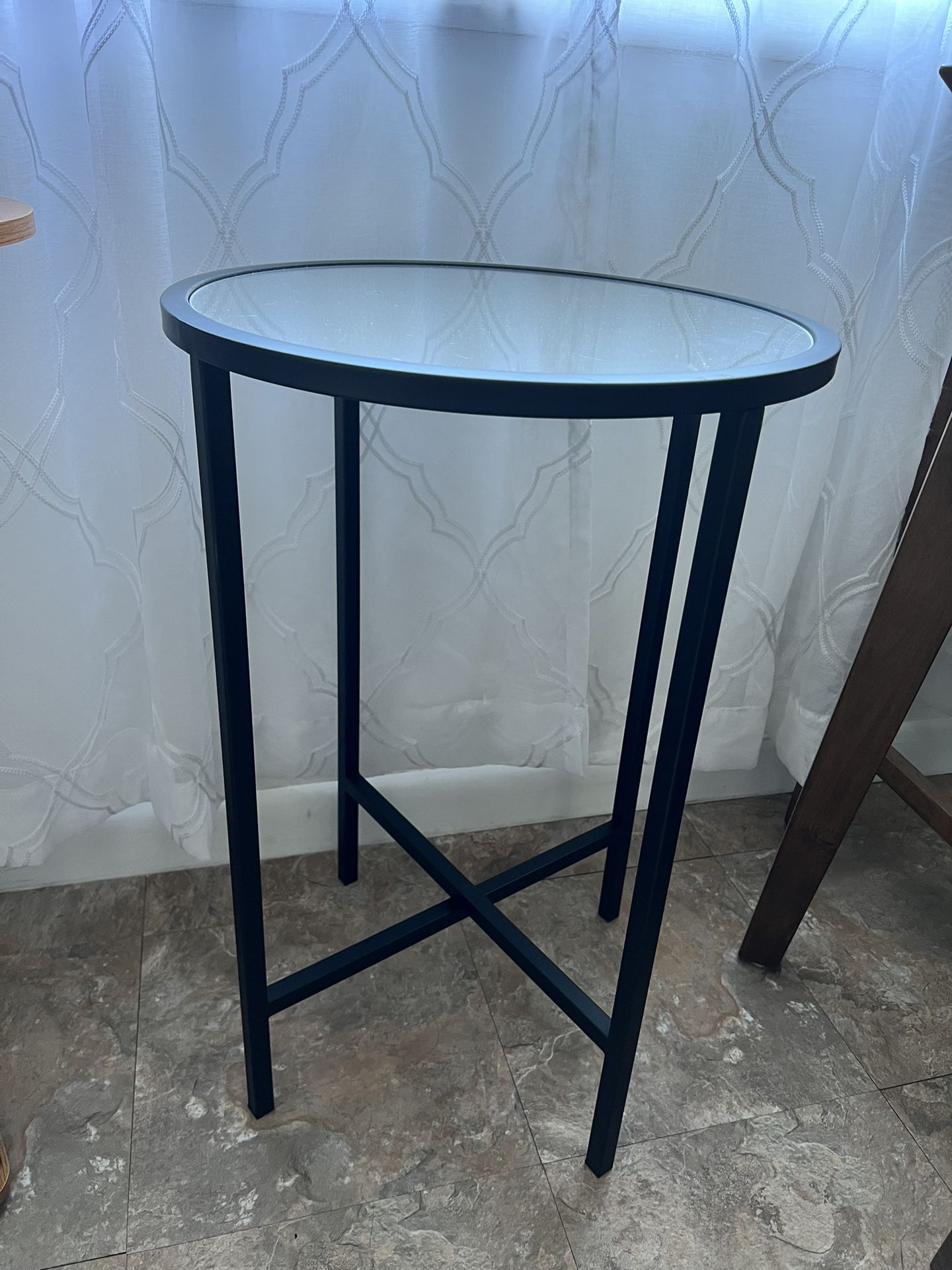 Matte Black Mirrored Side Table