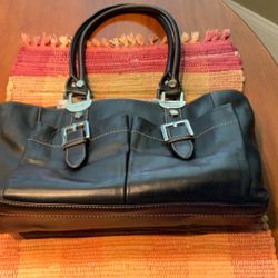 Black Leather Tignanello Purse 