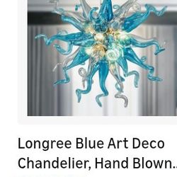 Longeree Blue Art Deco Chandelier.
