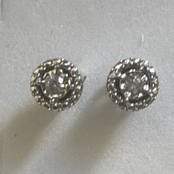 Sterling Silver Diamond Accent Illusion Halo Stud Earrings
