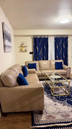 Macy's Leather Sofa Set - 2 Three-Seater Sofas