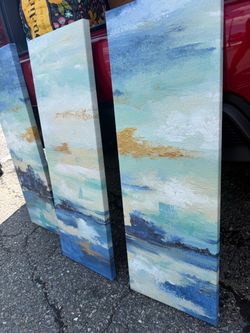 Abstract Coastal Canvas Wall Art Set