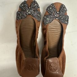 Tory Burch Rhinestone Bow Flat 7.5