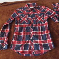 Tecovas Shirt crimson navy Plaid WesternWear brushed cotton Pearl Snap Small NWT