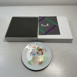 ANDO Cloisonne 5” Christmas 2001 Limited Edition Plate  Santa & Rudolph