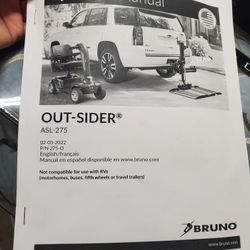 BRUNO Out-Sider ASL 275 mobility scooter swing-away lift