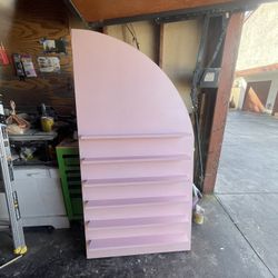 Pink Backdrop with Floating Shelves 
