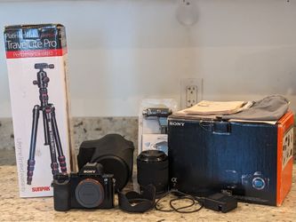 Sony A7 Mirrorless Camera with Lens and Tripod