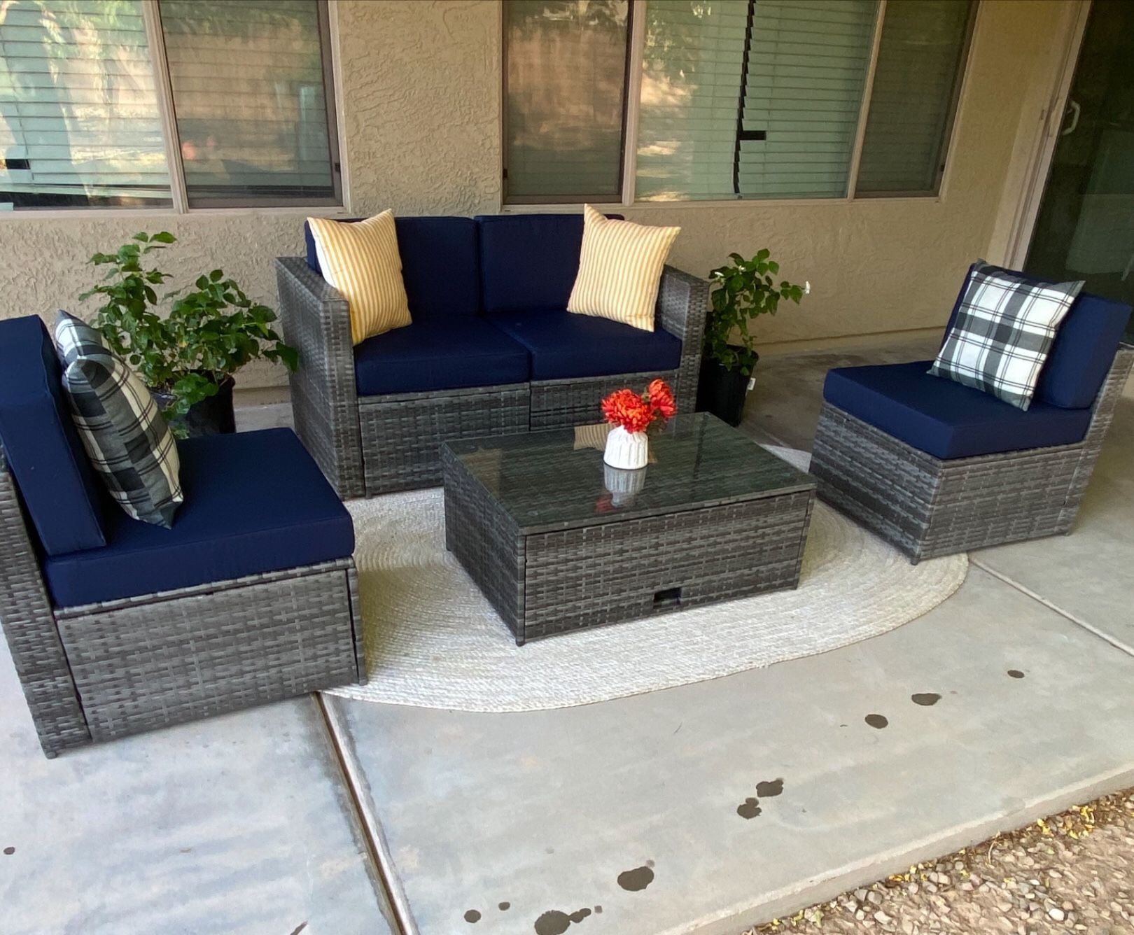 Patio Conversation Set Outdoor Furniture 5 Pc Colors